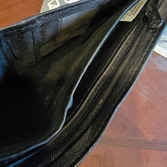 Vintage Genuine Leather Wallet Black Multi Compartment Coin Cards Change India - Picture 7 of 10